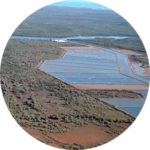 Aerial view of shrimp farms surrounded by mangrove forests in Belo sur Mer, Madagascar